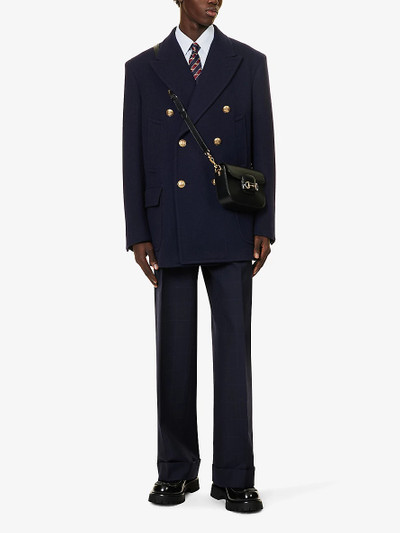 GUCCI Double-breasted padded-shoulders wool coat outlook