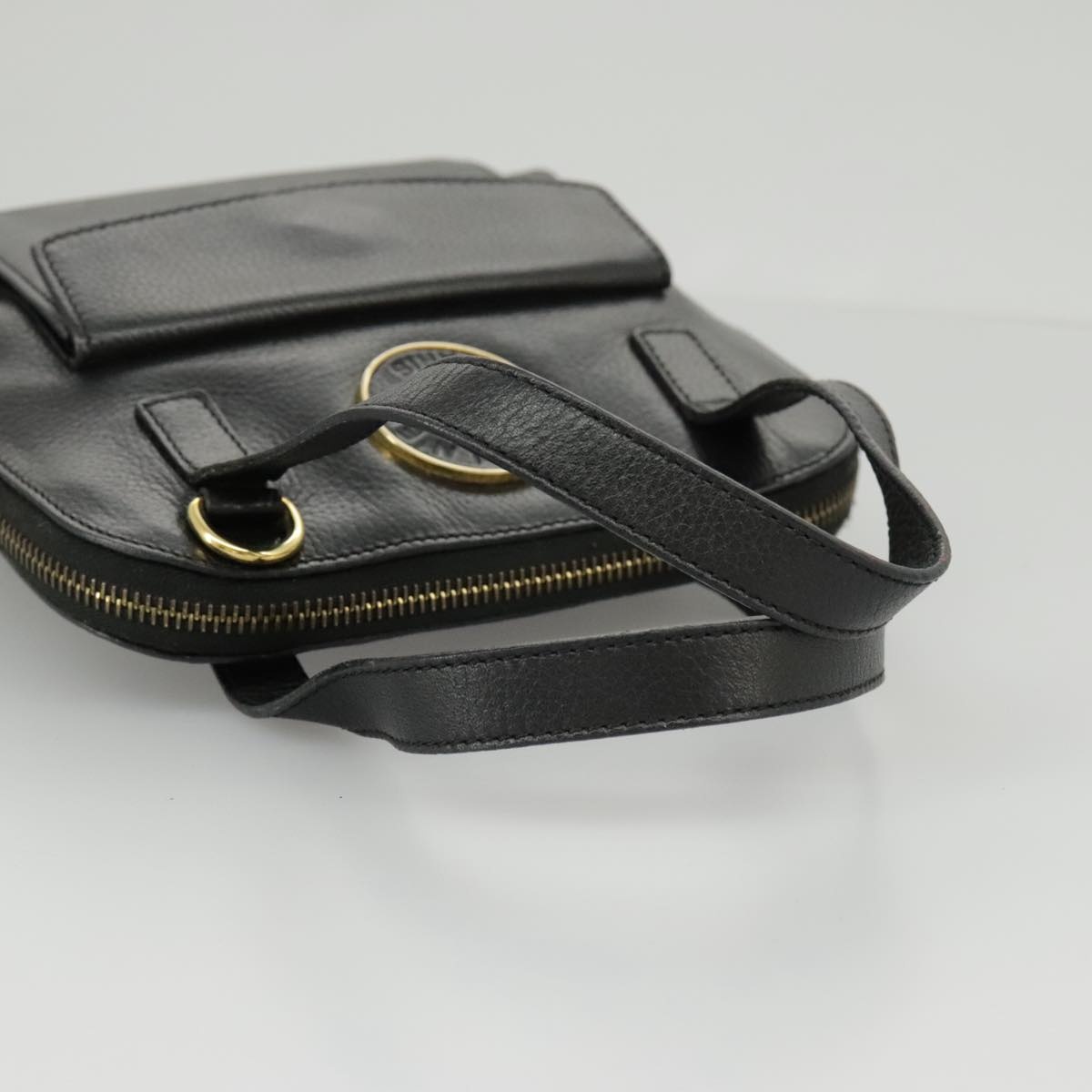 CELINE Hand Bag Leather Black Gold - 7