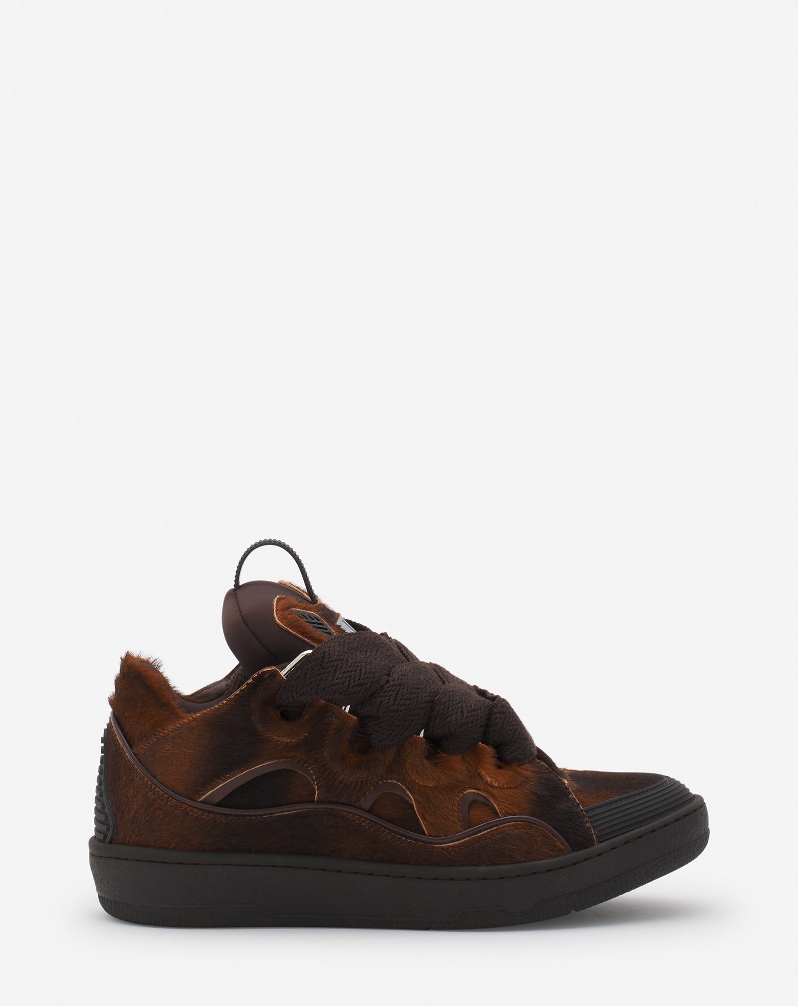 PONY-EFFECT LEATHER CURB SNEAKERS - 1