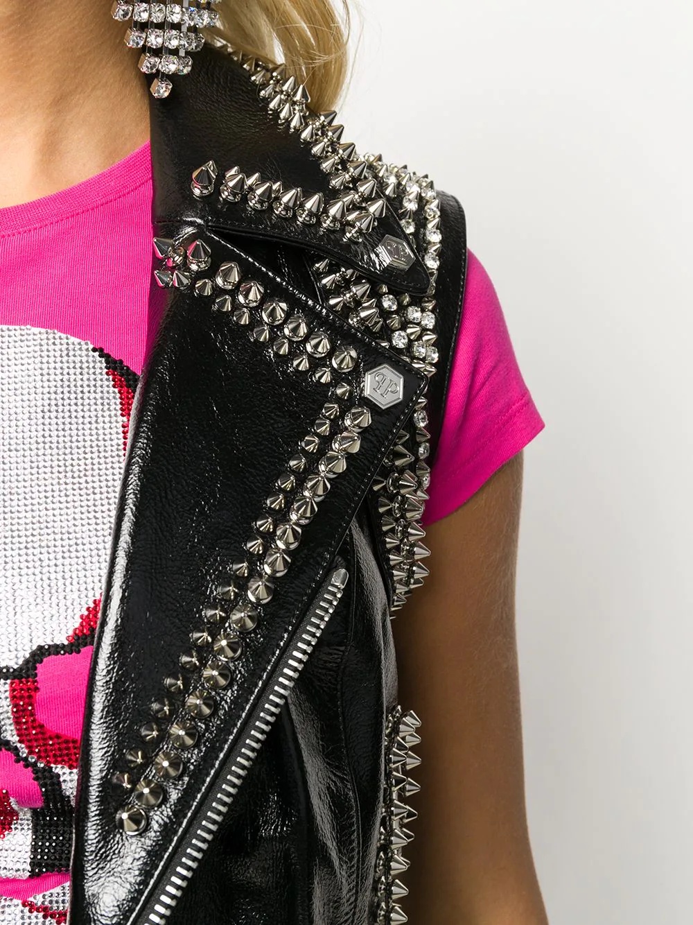 stud-embellished biker gilet - 5