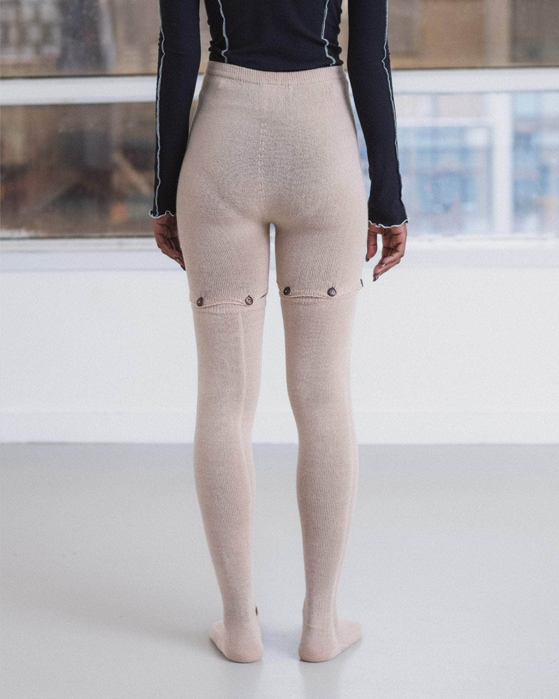 BASERANGE Button Tights - Linen Cotton Rib outlook
