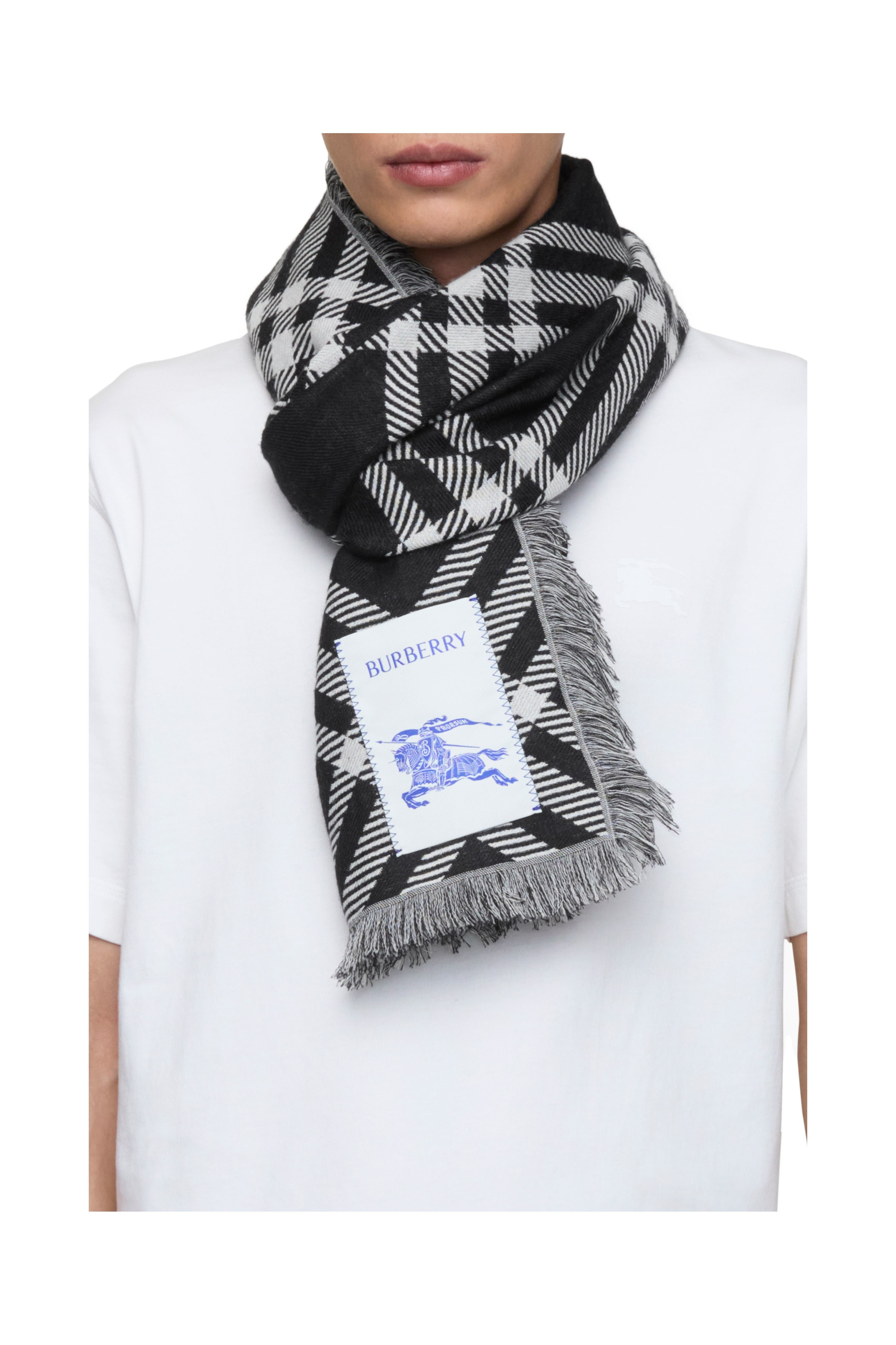 burberry Wide Check Wool Silk Scarf in Black/calico at Nordstrom - 5