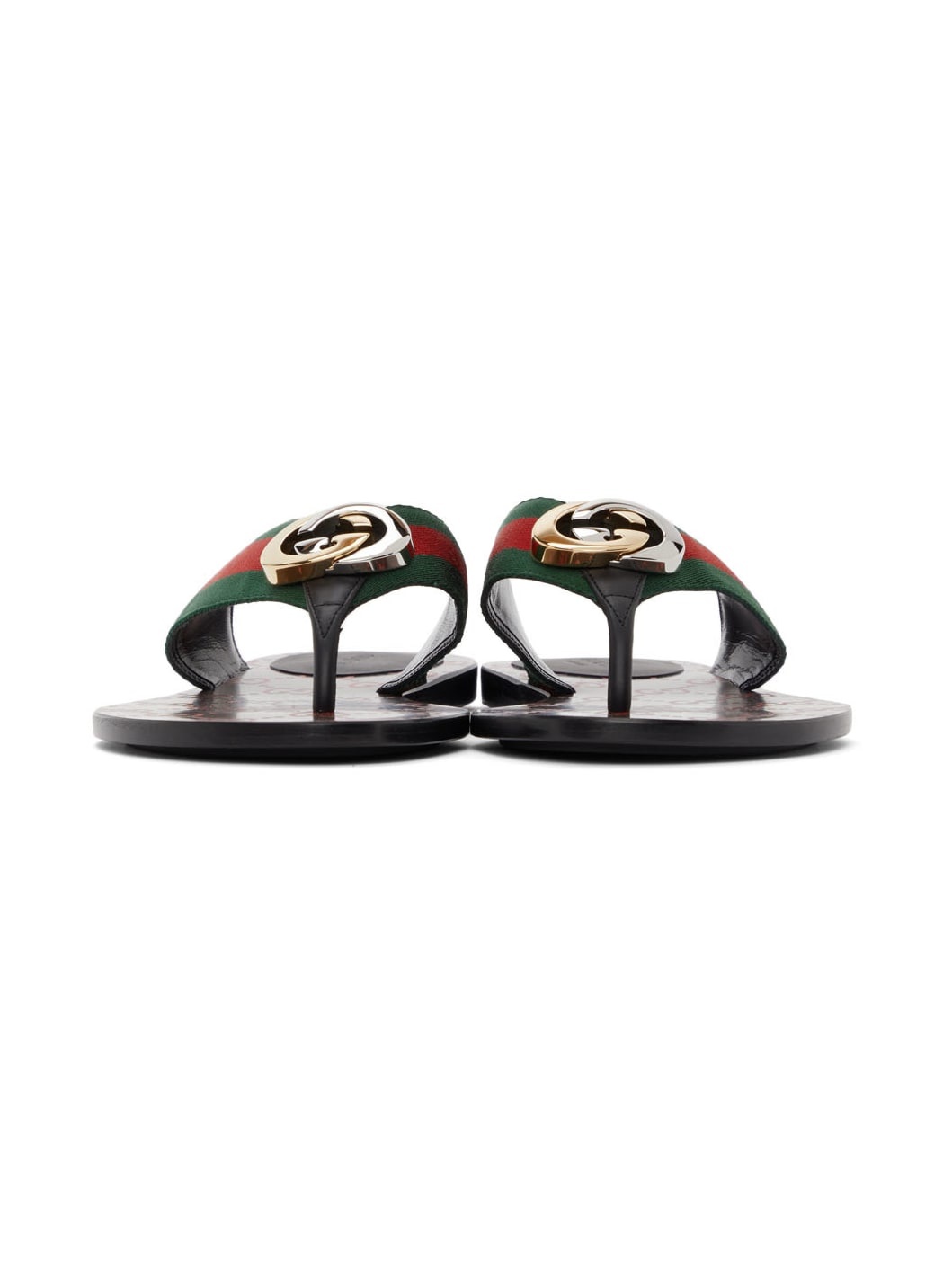 Black & Green Kika Flat Sandals - 2