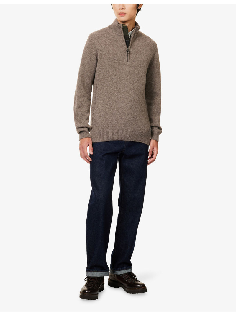 Barbour Holden Checked Elbow-Patch Wool Knitted Top outlook