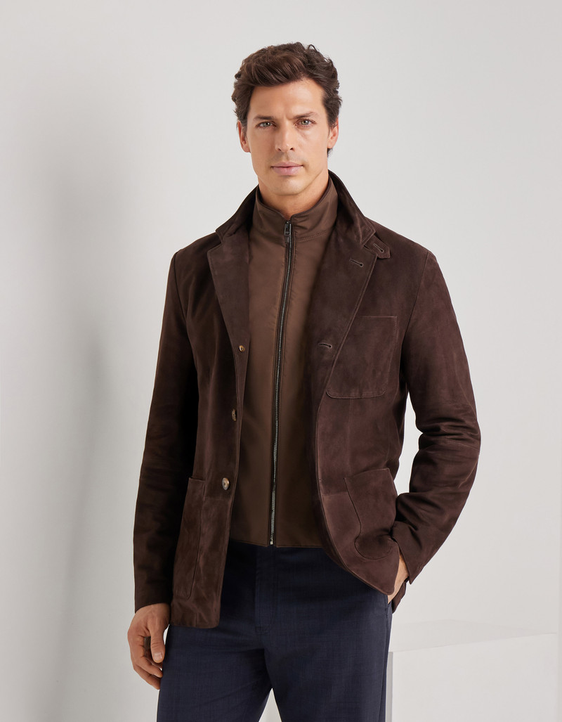 NAVY BLUE TRICOT-EFFECT COTTON JERSEY JACKET 136