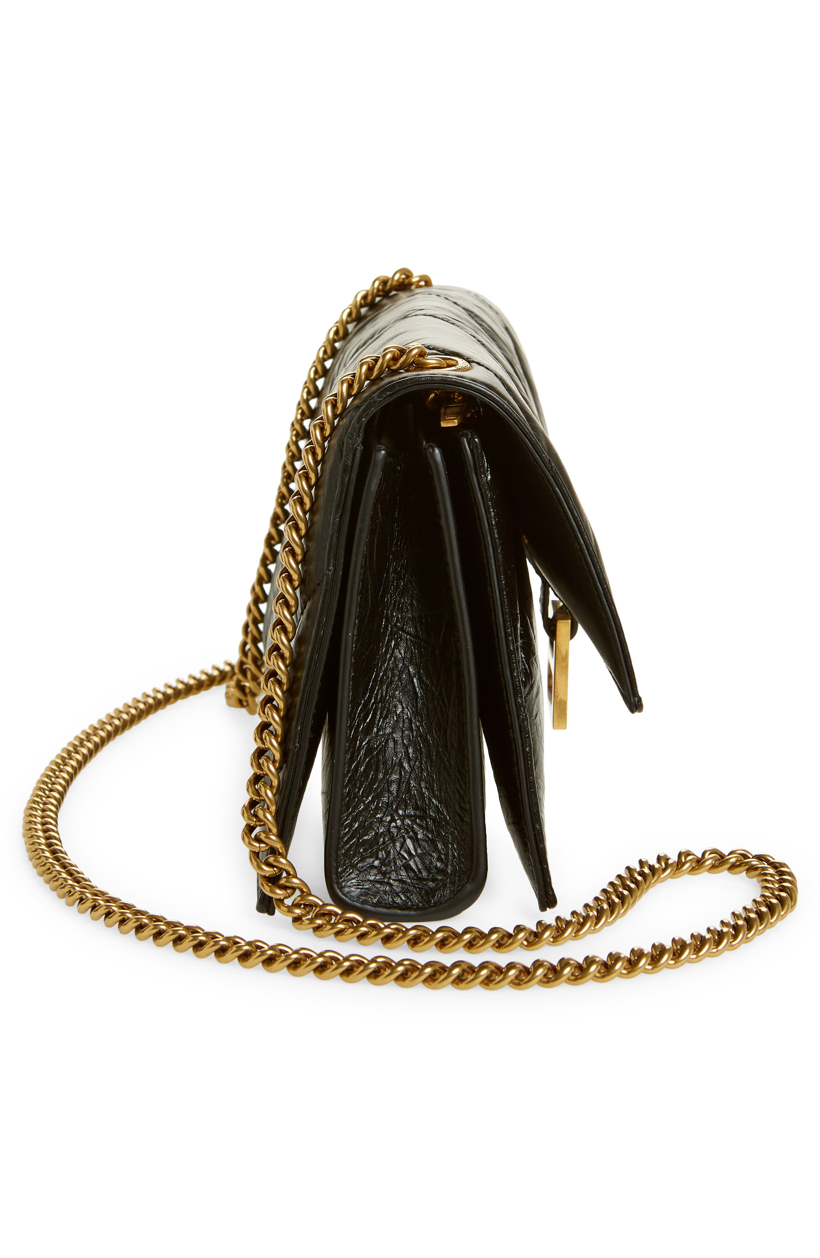 Hourglass Quilted Crushed Leather Wallet on a Chain - 5