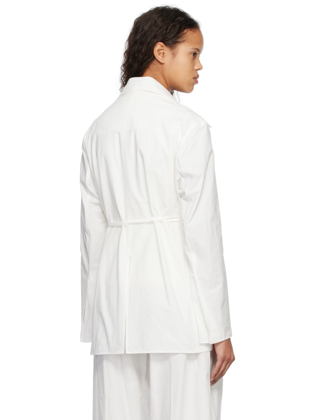 White Collarless Jacket - 3