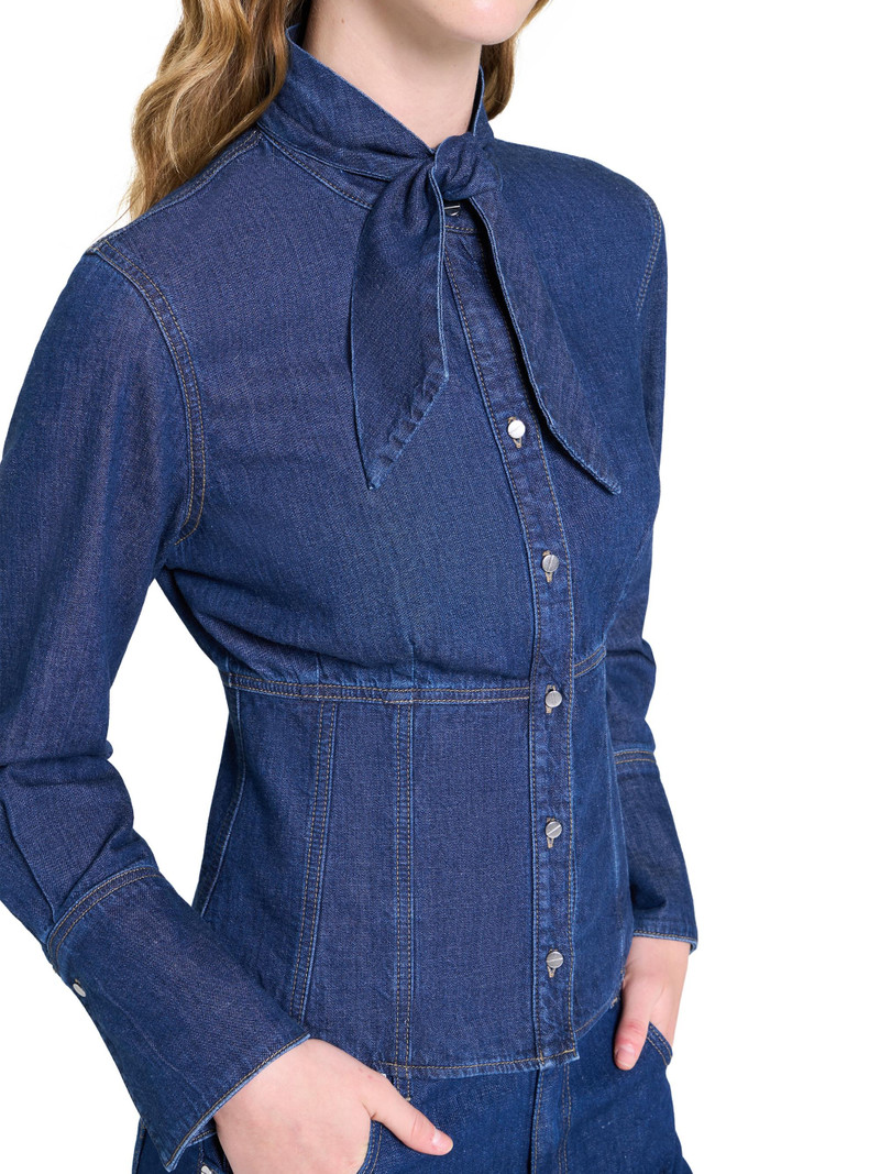 Women's Fifis Tailored Tie-Neck Denim Shirt - Dark Stone 6