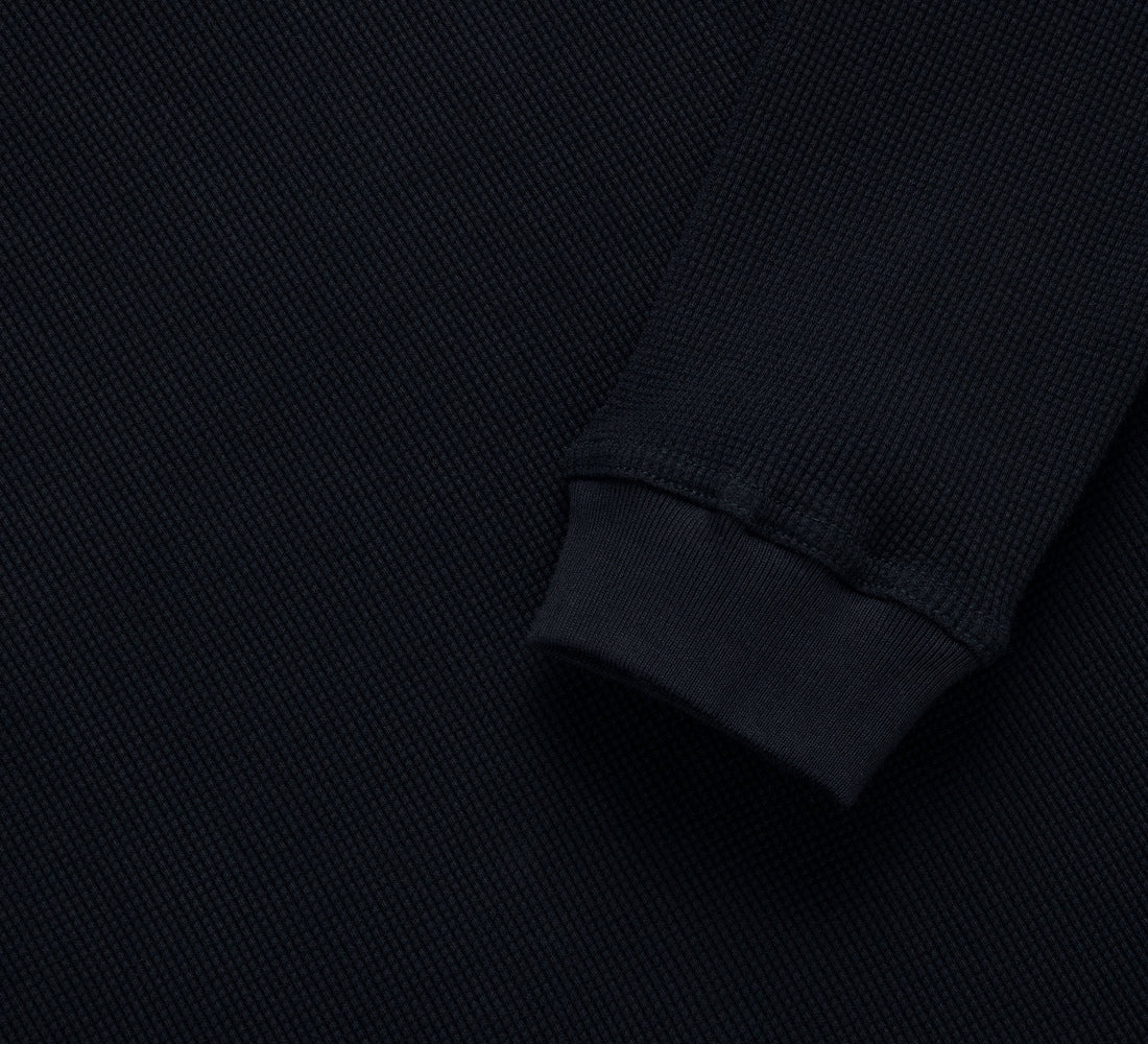 Long Sleeve Thermal Henley - Black - 4