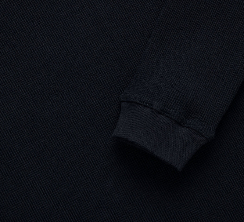 Long Sleeve Thermal Henley - Black 4