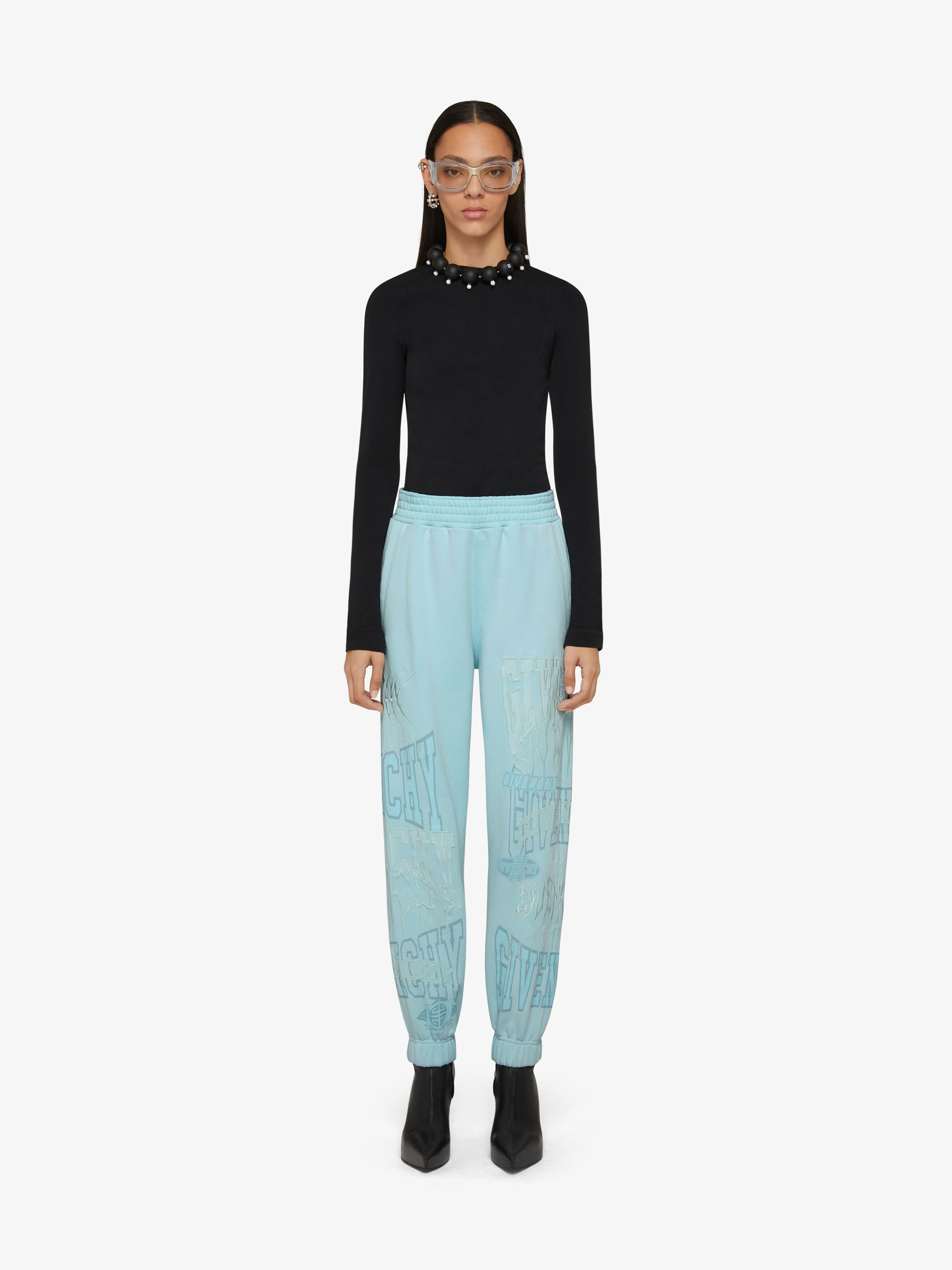 SLIM FIT JOGGER PANTS IN EMBROIDERED FELPA - 2