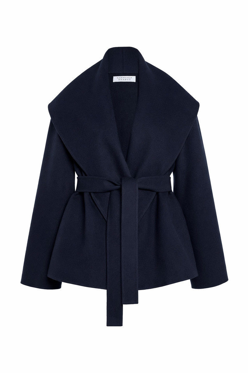 Harris Wrap Jacket in Dark Navy Double-face Cashmere 1