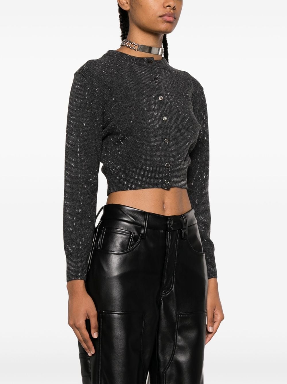 high-shine cropped cardigan - 3