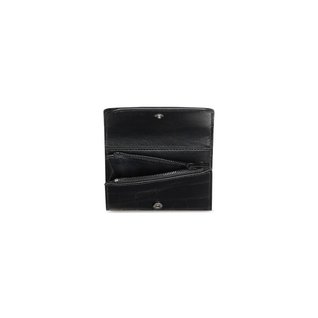 Women's Gossip Zipped Mini Wallet Crocodile Embossed in Black - 3