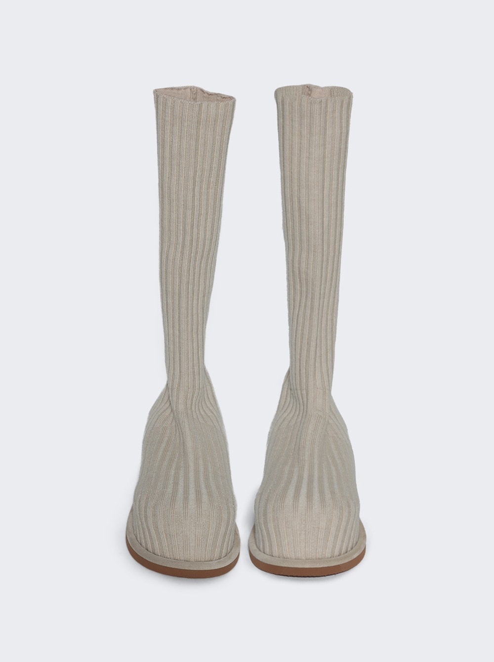Veneda Stretch Boot Fuzzy Ribbed Knit Beige - 3