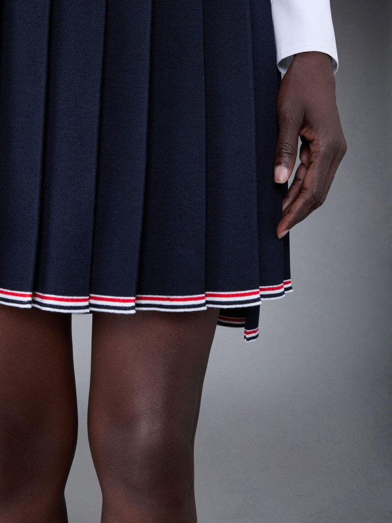 Full Needle Stitch Merino Wool Tipping Pleated Mini Skirt 5