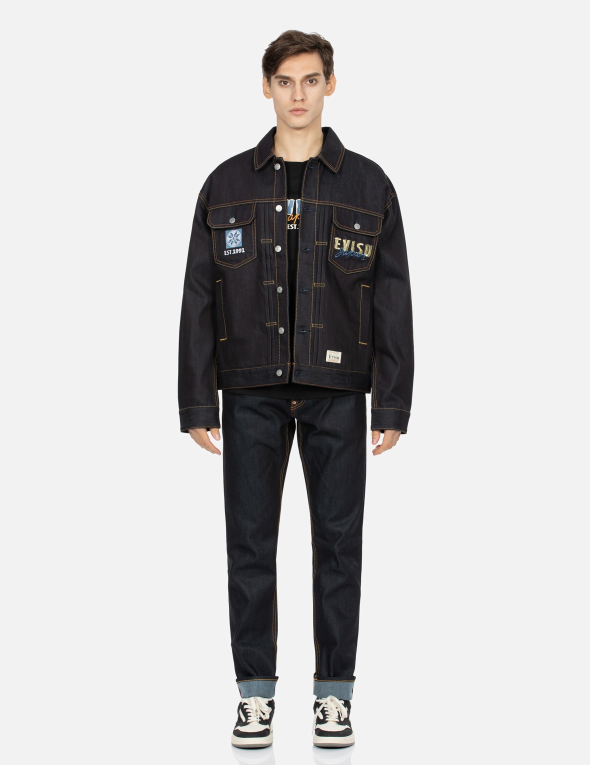 KUMADORI DARUMA DAICOCK PRINT AND EMBROIDERY LOOSE FIT DENIM JACKET - 6