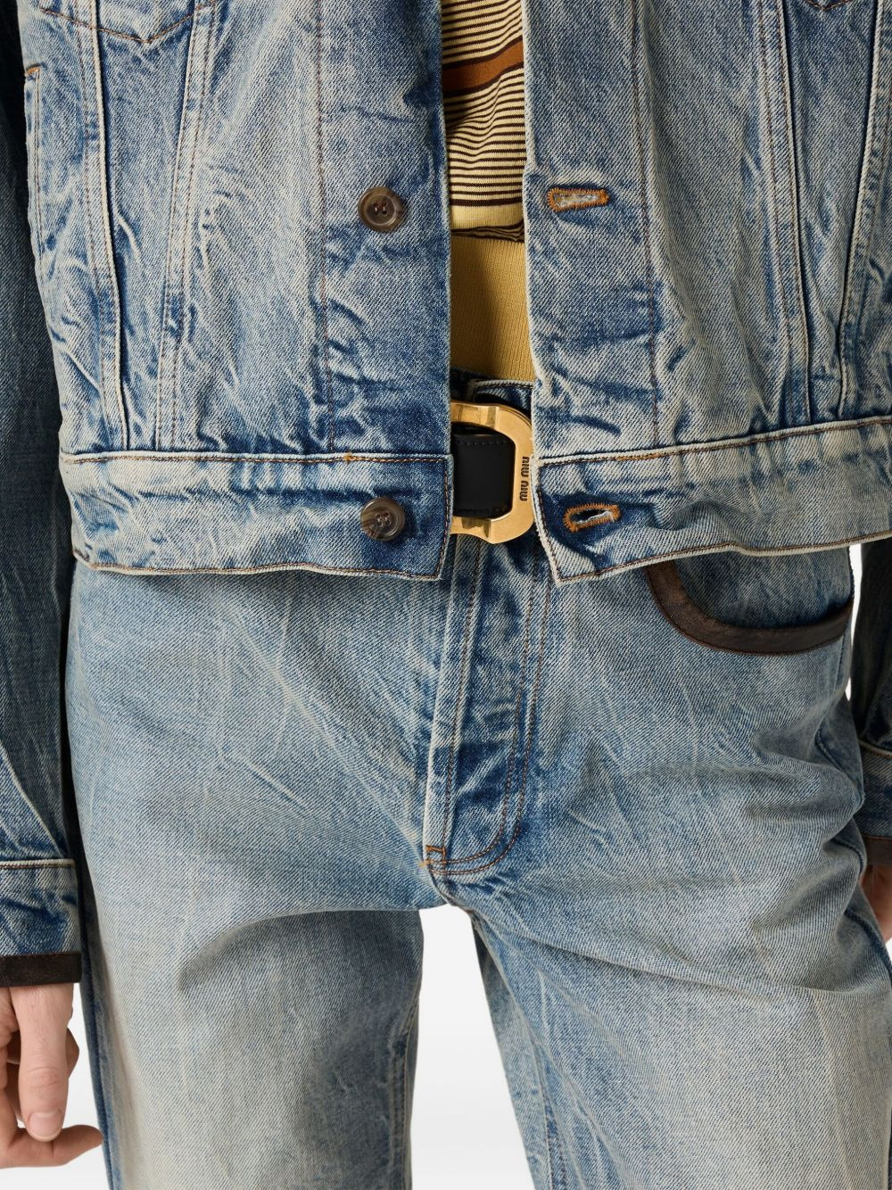 leather-collar denim jacket - 4