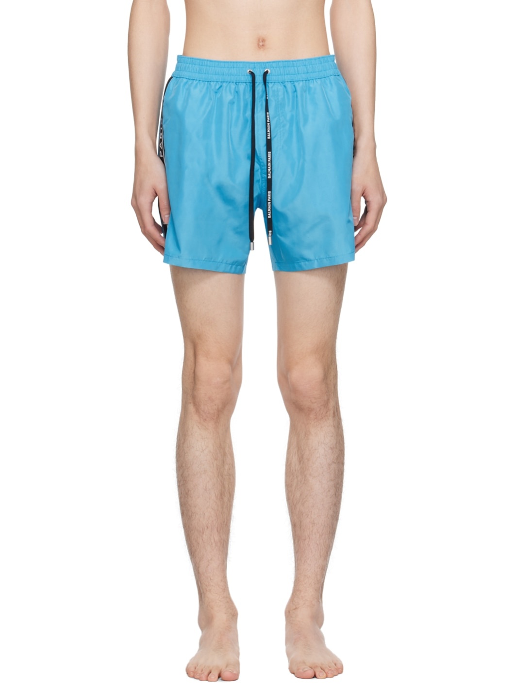 Blue Printed Swim Shorts - 1