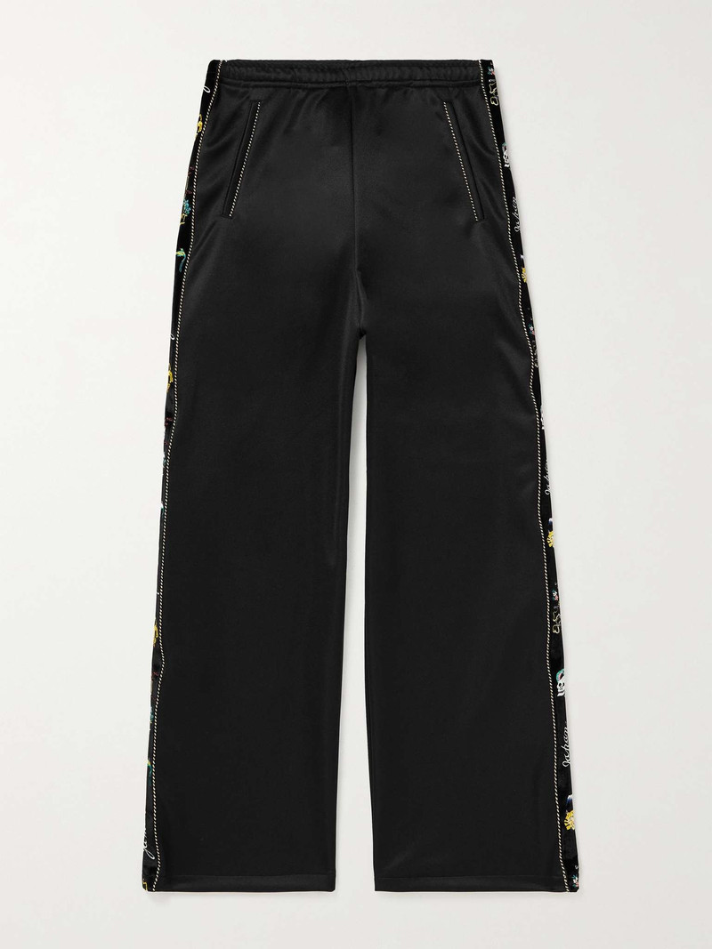 Wide-Leg Embroidered Velvet-Trimmed Tech-Jersey Track Pants 1