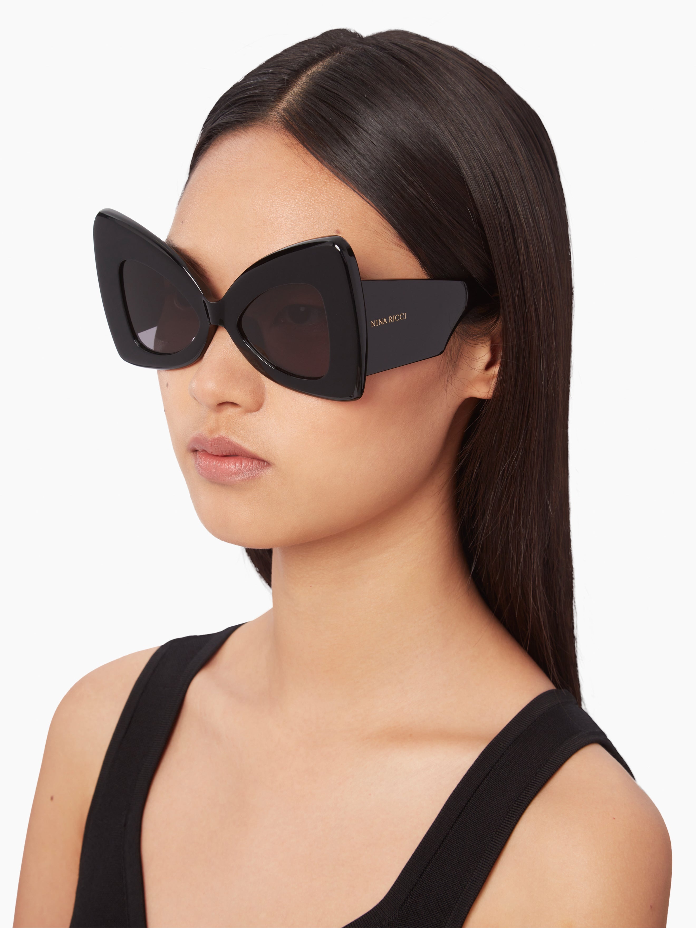 Precious butterfly shiny black Sunglasses - 3