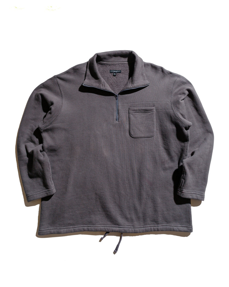 Zip Mock Neck Graphite 12oz Cotton Fleece 1