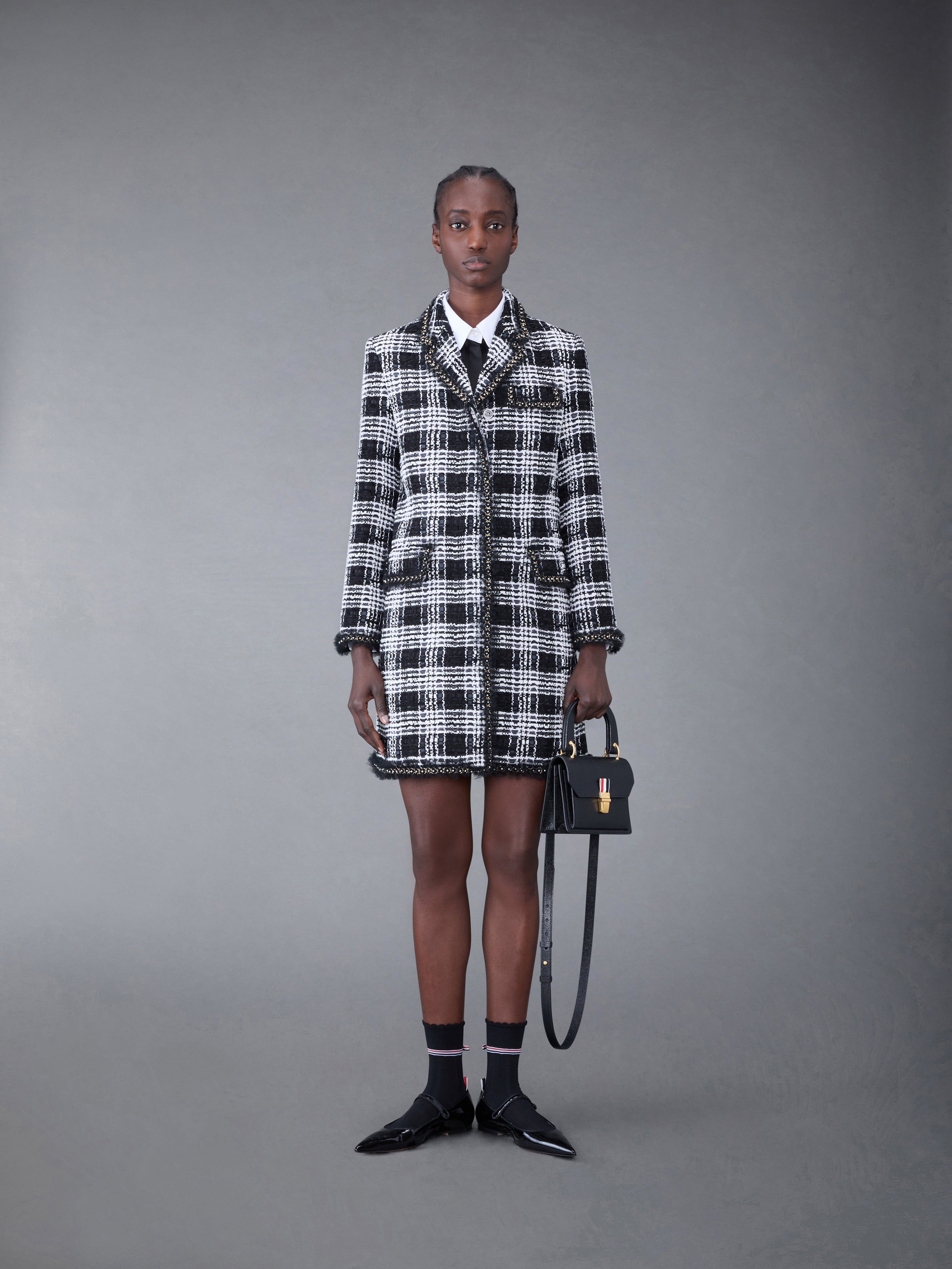 Prince of Wales Chenille Tweed Tuft and Pearl Chesterfield Dress - 3