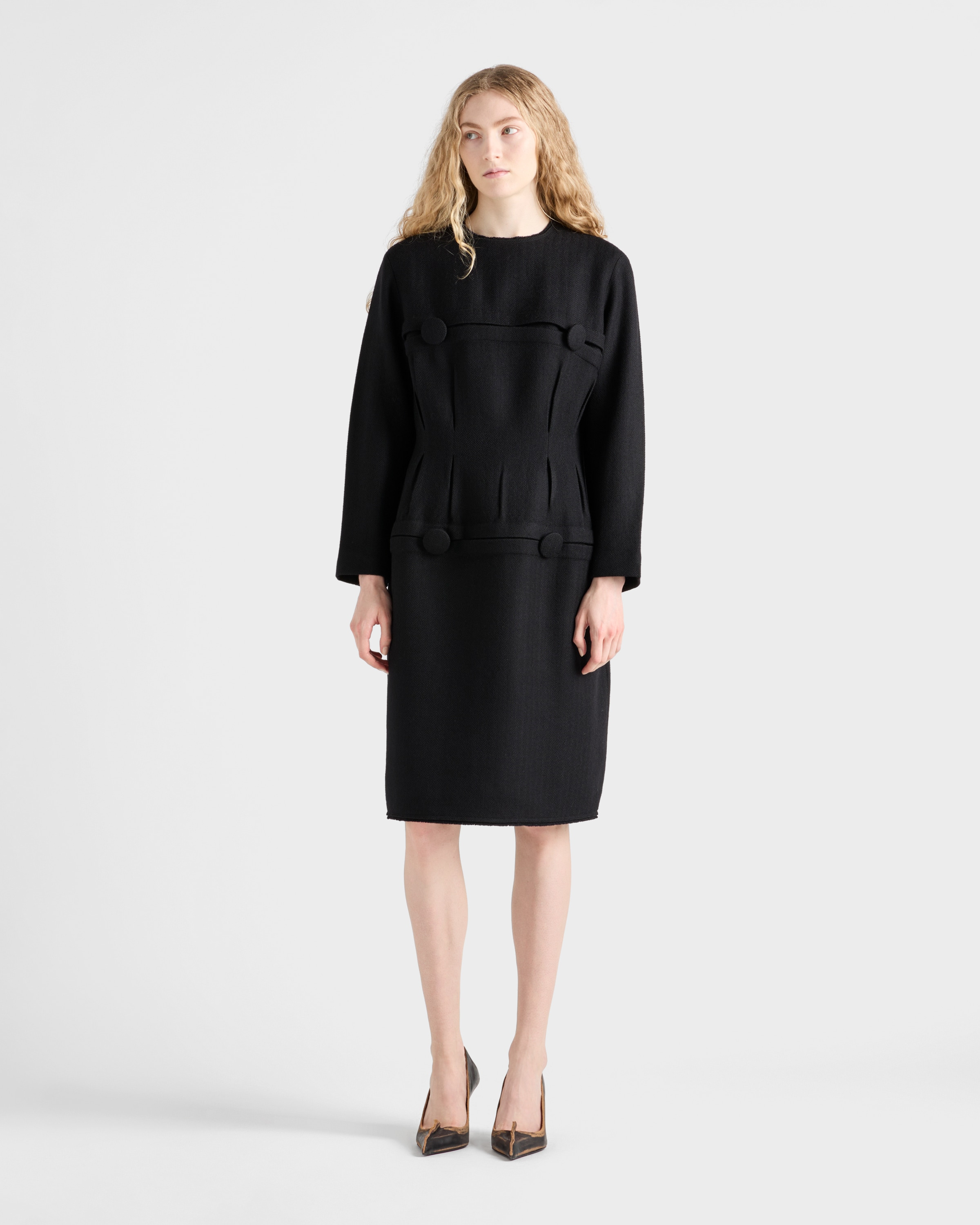 Chevron wool dress with belt - 2