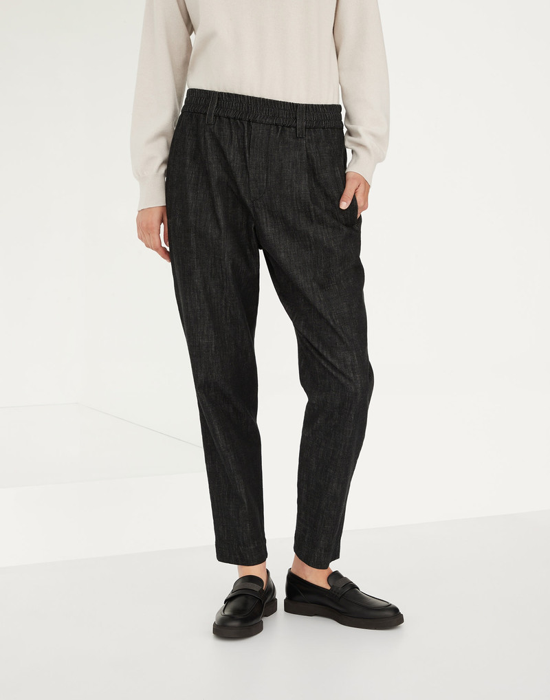 Dark polished denim baggy 바지 와 빛나는 루프 세부사항 1