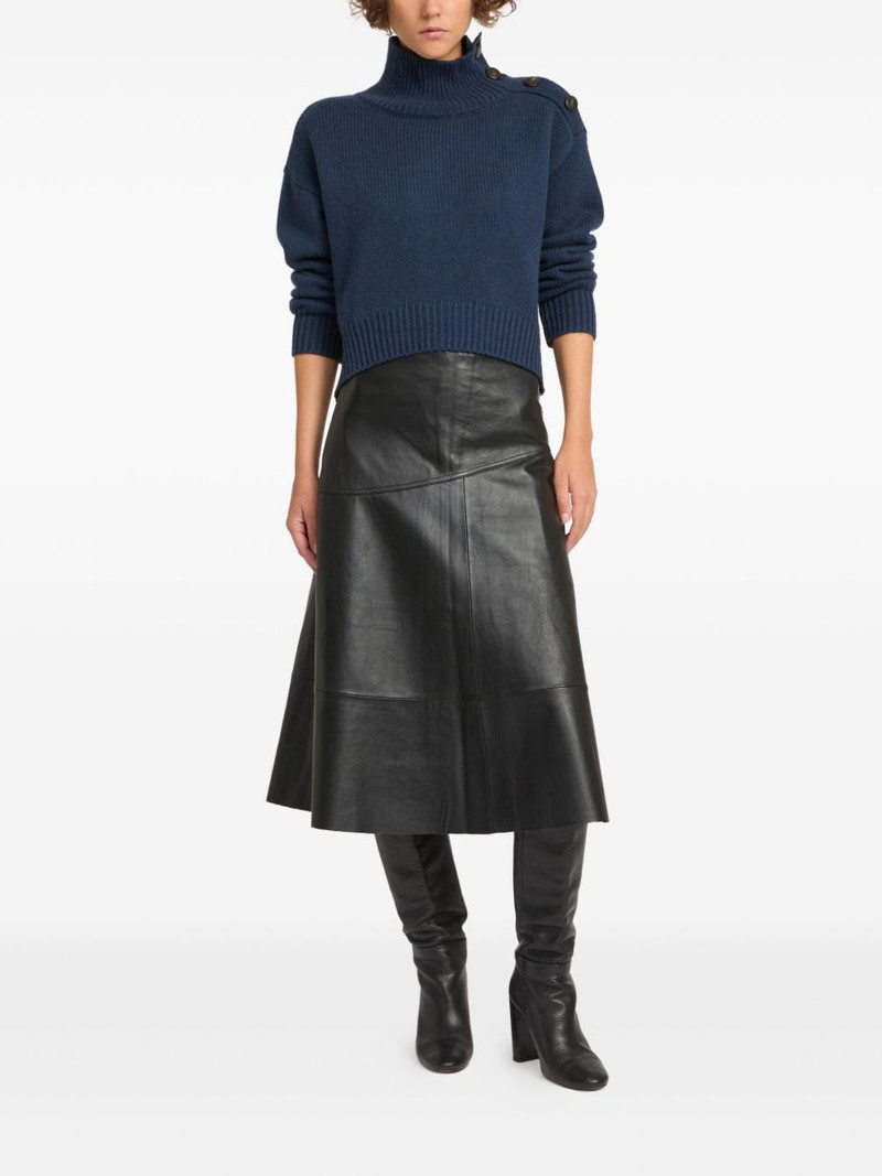 Yves Salomon flared leather midi skirt outlook