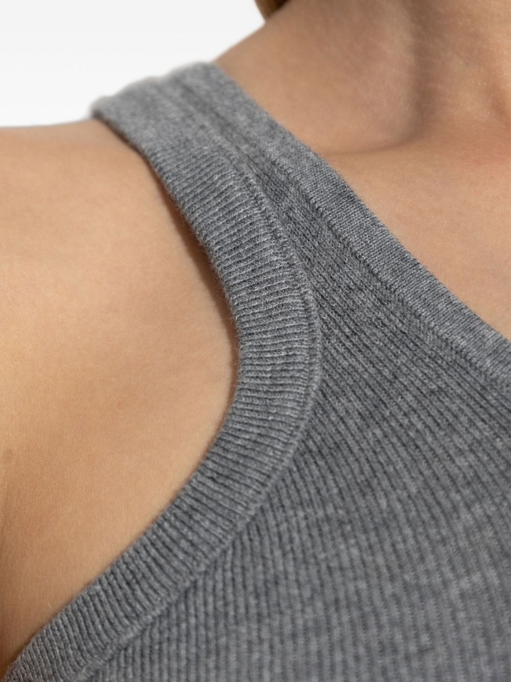 ribbed V-neck top - 4