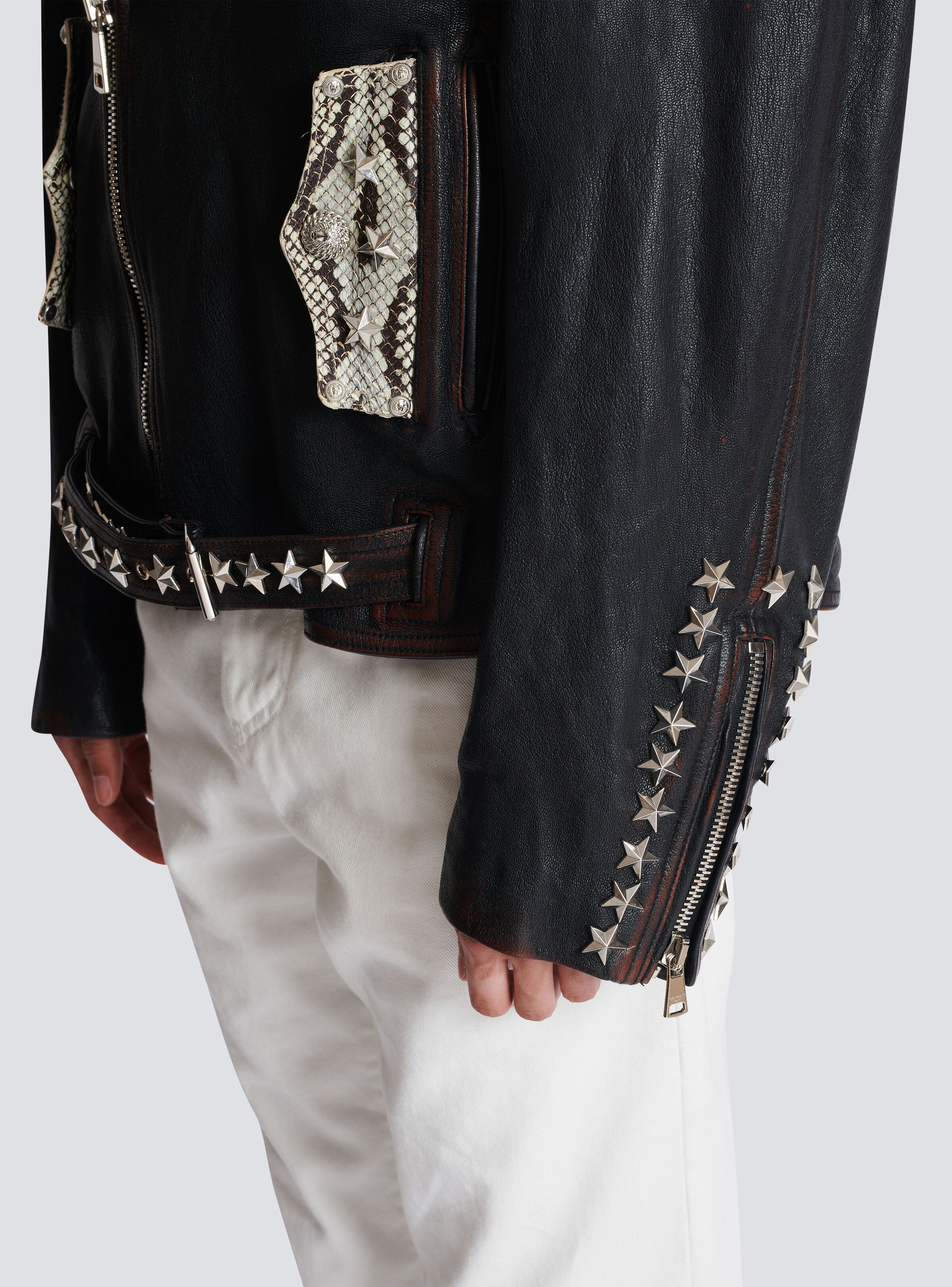 Balmain Western leather biker jacket - 9