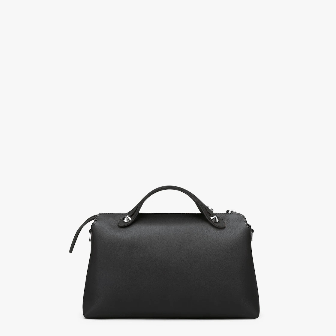 Soft black leather Boston bag. The interior is divided into two practical compartments by a partitio - 3