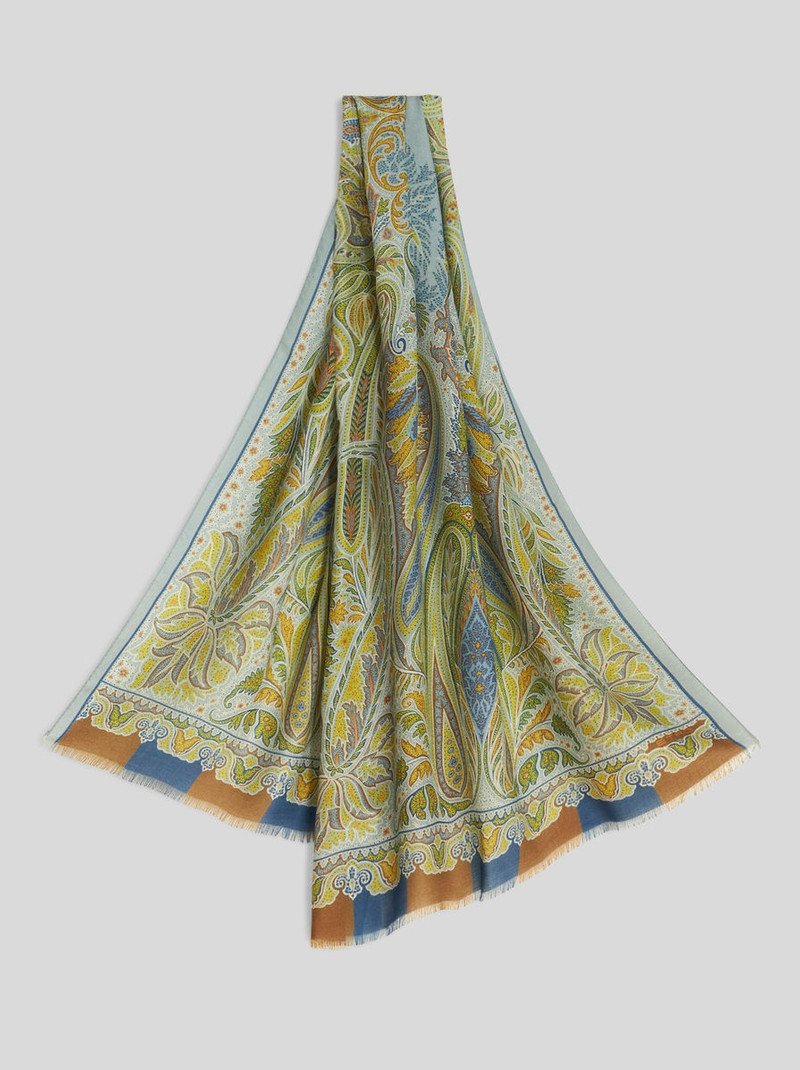 ORNAMENTAL PAISLEY WOOL AND SILK SCARF 1