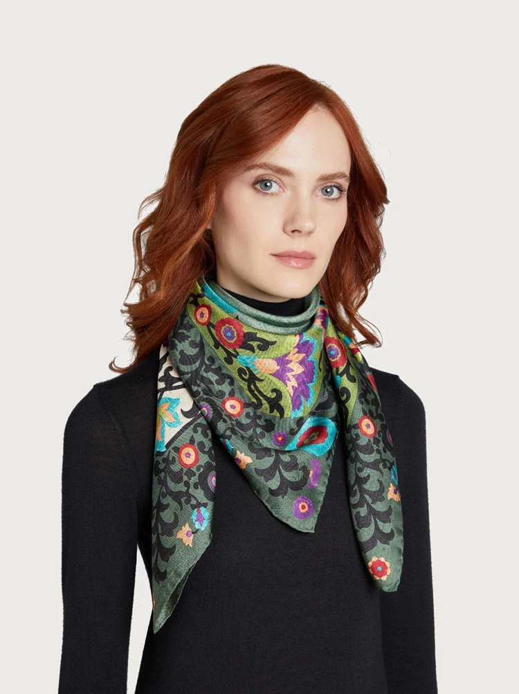 UZBEKISTAN PRINT SILK SCARF - 2