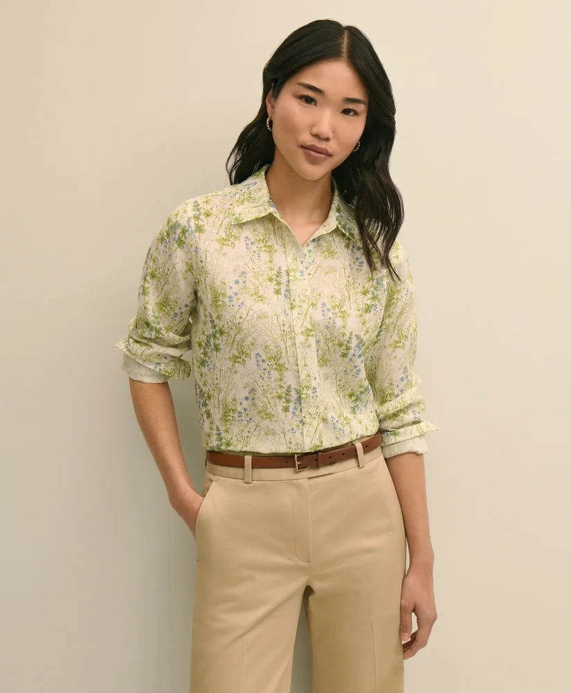 Linen Botanical Print Shirt - 1