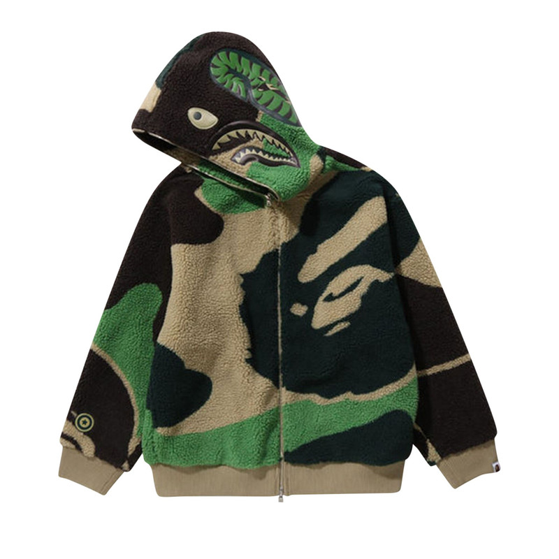 A BATHING APE® BAPE Mega ABC Camo Shark Boa Hoodie 'Green' outlook