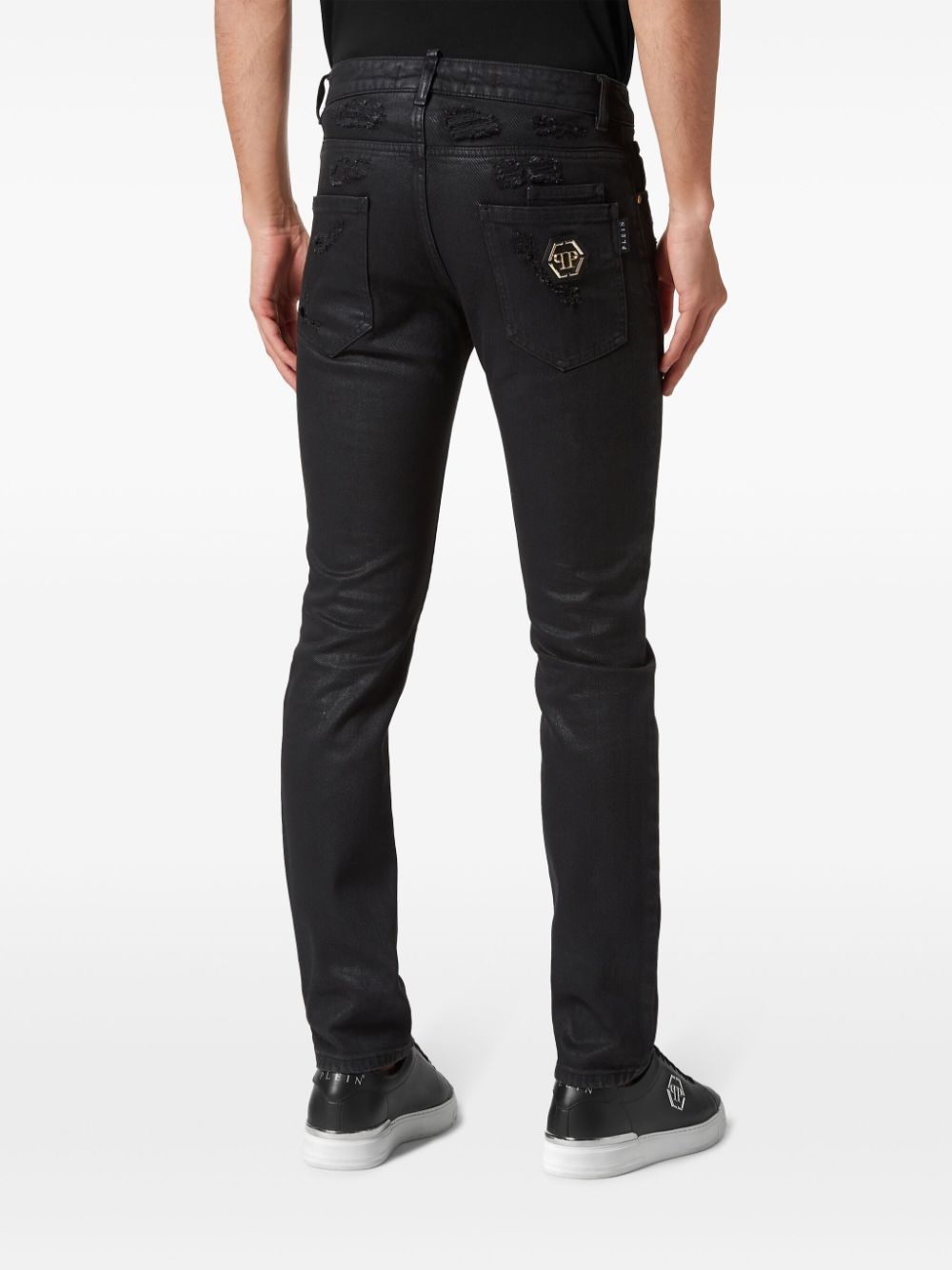 ripped-detail straight-leg jeans - 4