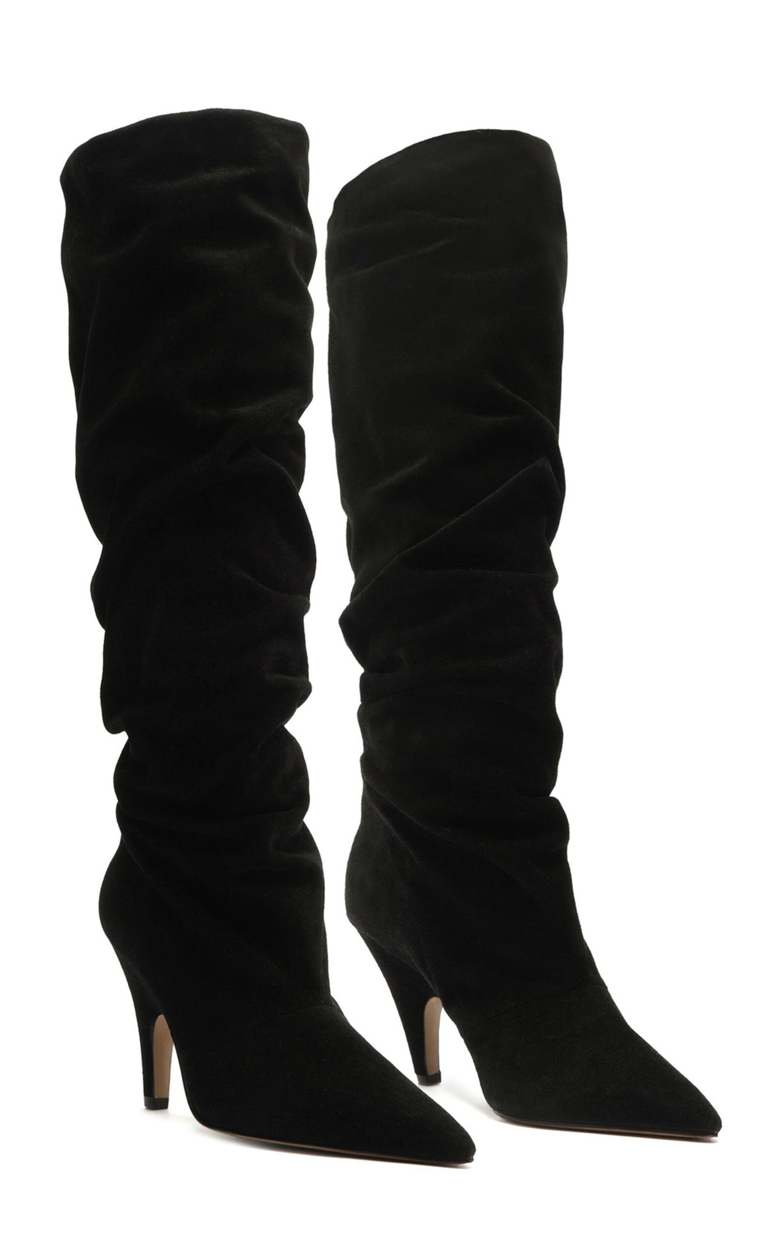 Tati Scrunched Suede Knee Boots black - 6
