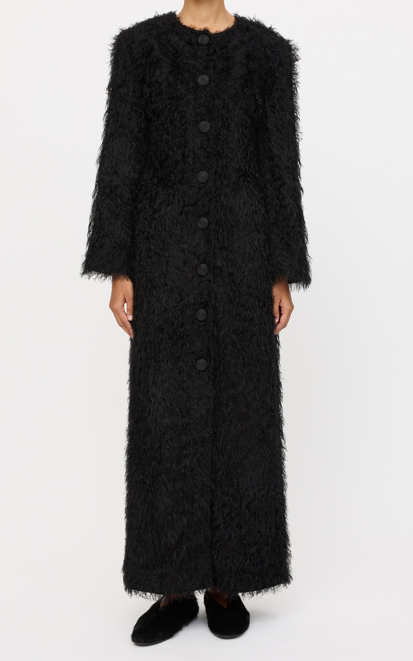 Susenne Textured Vegan Fur Maxi Dress black - 3