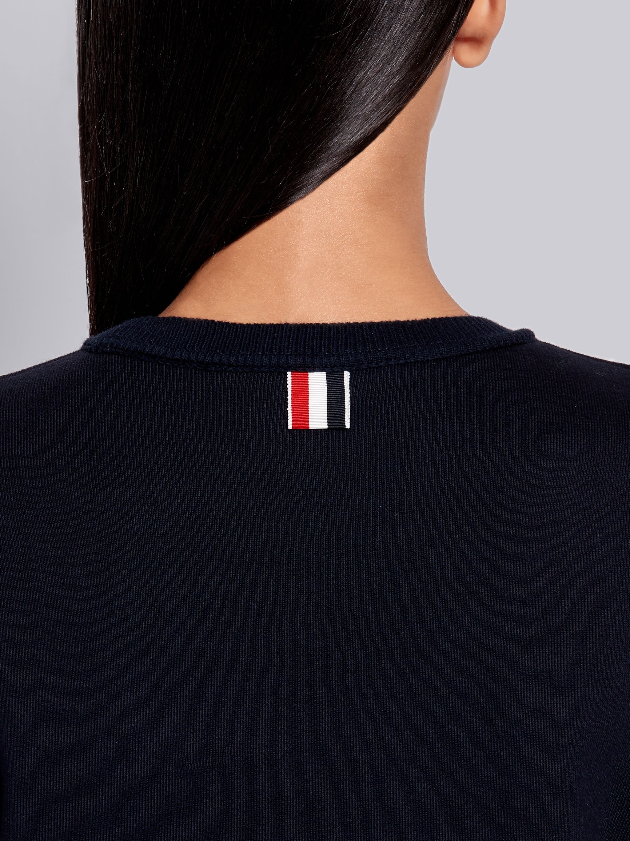Navy Classic Loopback Tonal 4-Bar Crewneck Sweater Dress - 5