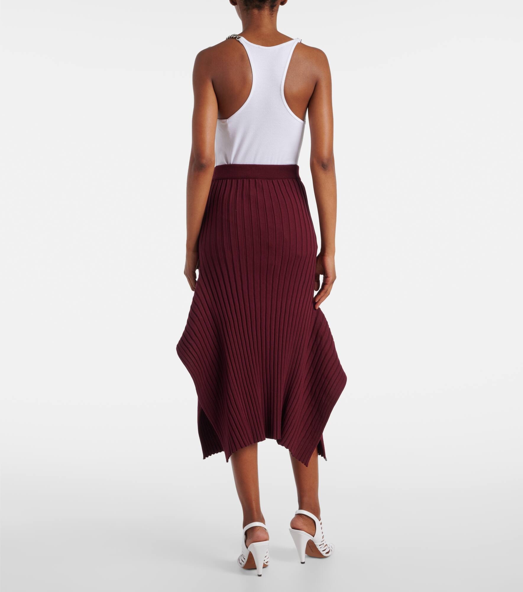 Asymmetric ribbed-knit midi skirt - 3