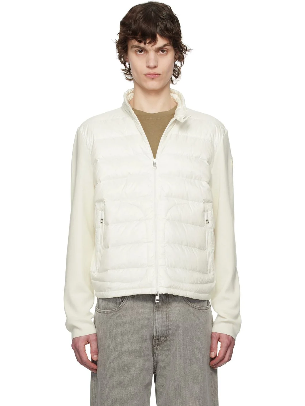 padded zip-up cardigan - 1