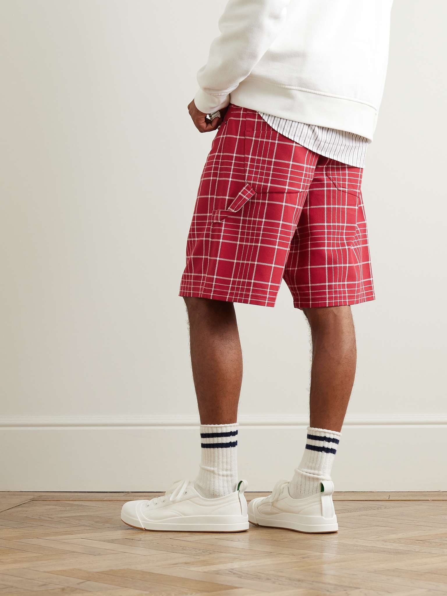 Le Panni Straight-Leg Checked Cotton-Canvas Shorts - 4