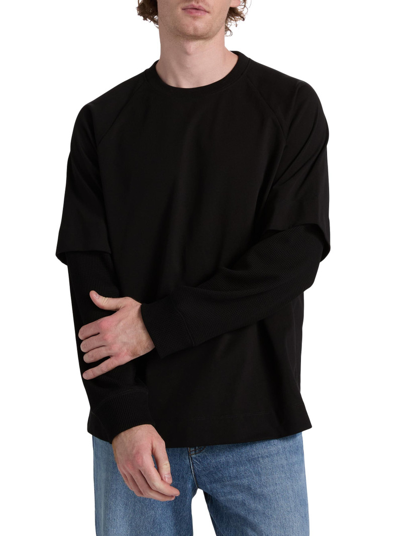 Men's Double-Layer Waffle T-Shirt - Black 3