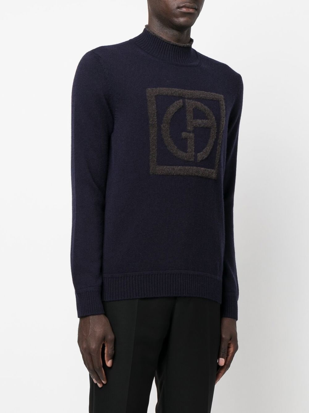 embossed logo mock-neck jumper - 3