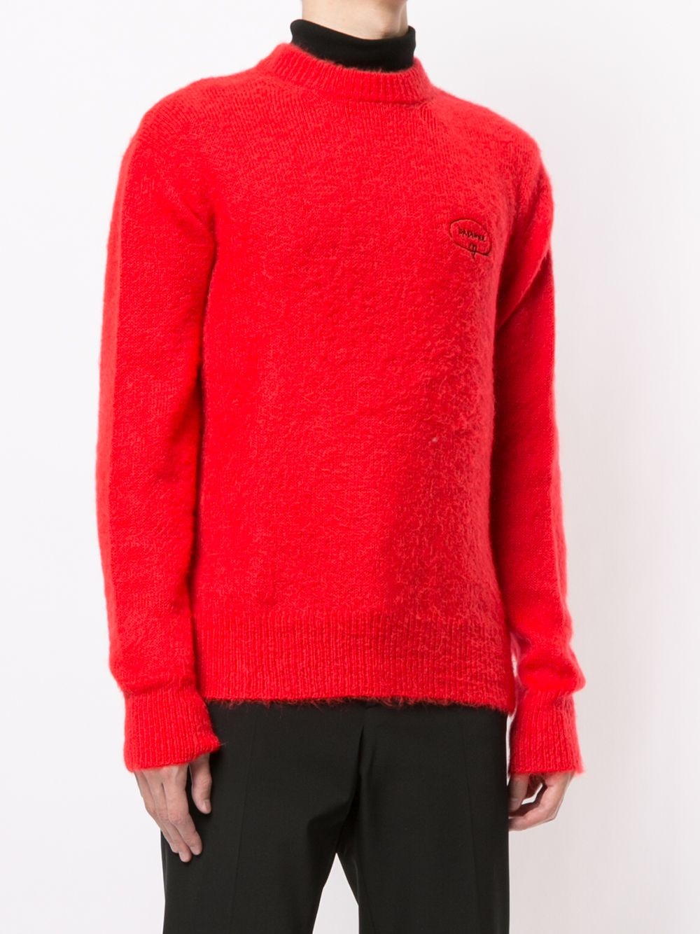 brushed-effect crew neck jumper - 3