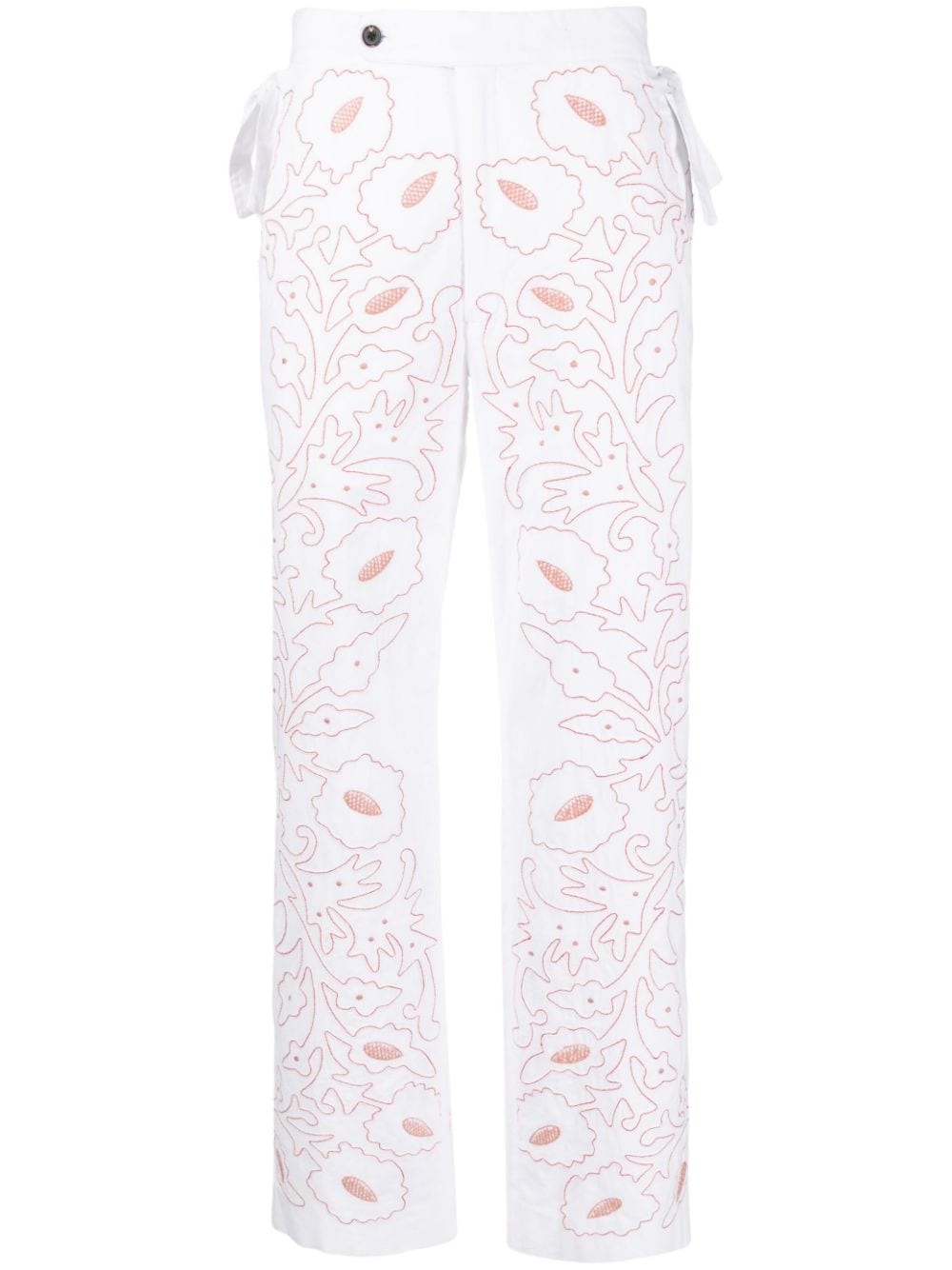 Pilea floral-embroidered trousers - 1