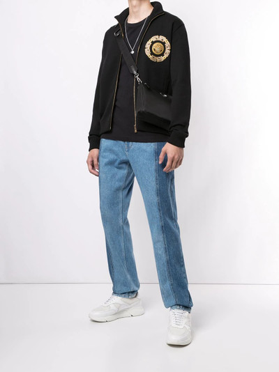 VERSACE embroidered-logo zipped cardigan outlook