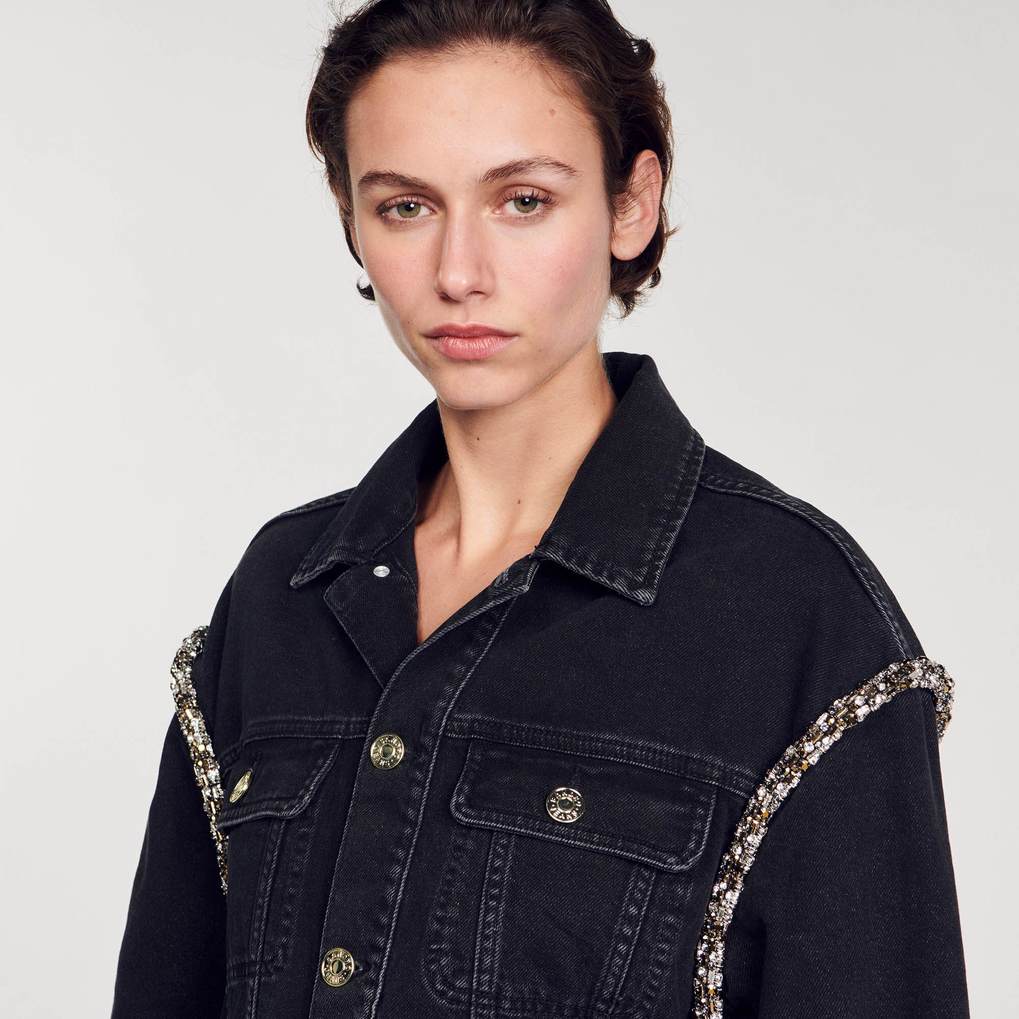 OVERSIZED DENIM JACKET WITH RHINESTONES - 4